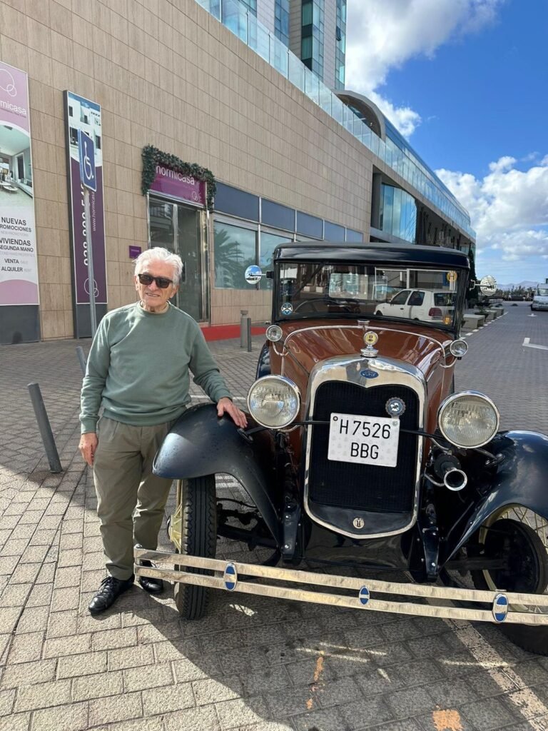 Santi's father, the previous owner, with Santi the 1930 Ford Model A